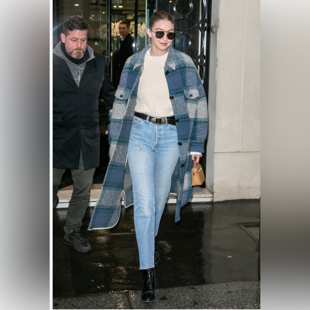 AHASELECTED oversize plaid coat